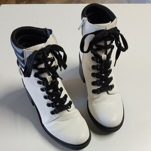 Mix No. 6 Black and White Lace-Up Boots